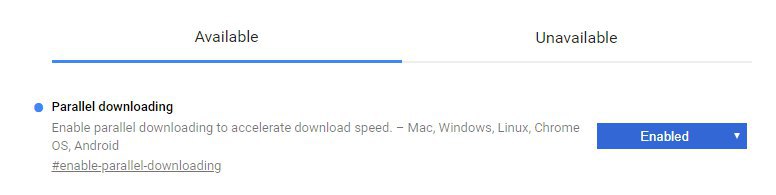 Chrome 浏览器 在 chrome://flags/ 里启用 Parallel Downloading 可以稍稍增加文件下载速度（多线程下载） #小技巧